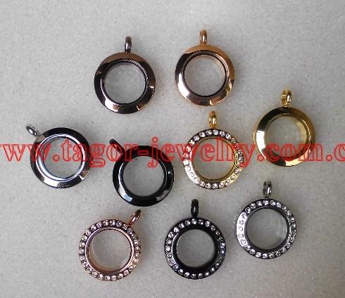 20MM Round Shaped Origami Magnetic Stainless Steel Locket,Glass Memory Floating Lockets
