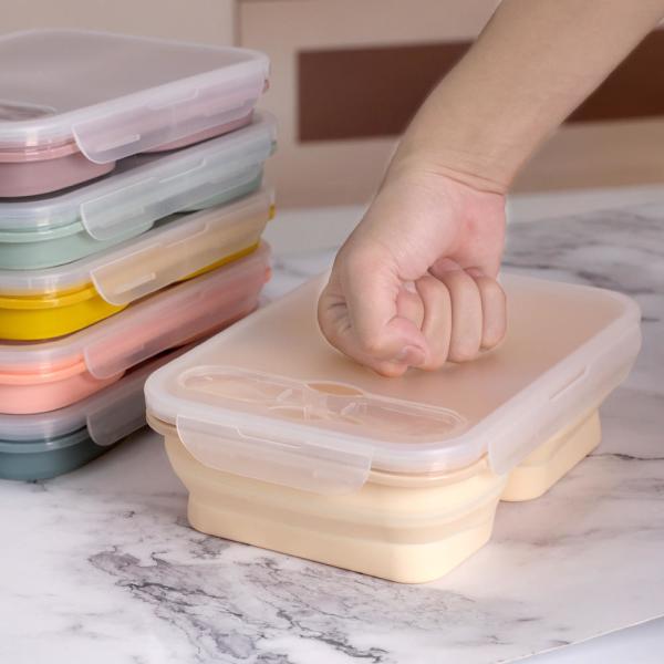 US 1000ml Thermal Lunch Box Microwave Safe 3-Compartment Customized Straight Style
