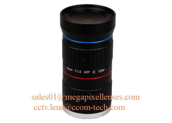 4/3 35mm F1.4 12Megapixel C Mount Manual IRIS Low Distortion ITS Lens, 35mm Traffic Monitoring Lens