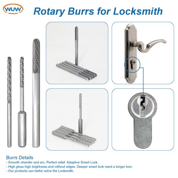 150mm Long Shank Tungsten Carbide Rotary Burrs for Deep Lock Hole Processing with Extra Long Carbide Die Grinder Bits