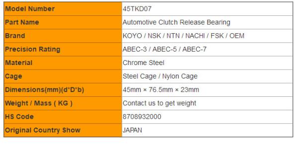 45TKD07 MITSUBISHI Clutch Release Bearing Auto Accessories