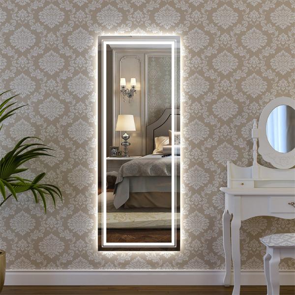 Customized Floor Full Length Mirror 4000K 5000K Full Length Dressing Mirror With LED Big Bulbs