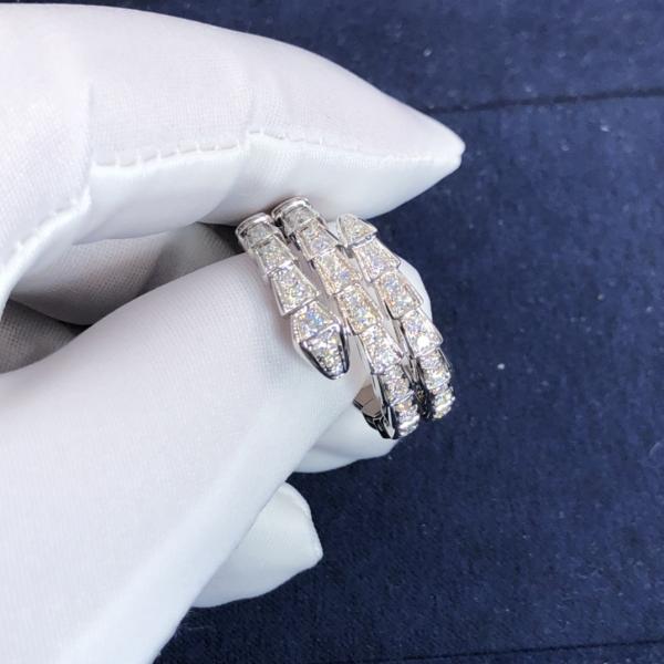 Elegant  18K Gold  2 Row Diamonds Serpenti Viper Ring Diamond Ring Yellow Gold White Gold