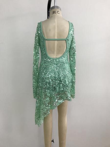Womens Ballet Leotards Cyan Color Lace 100% Polyester For  Stage