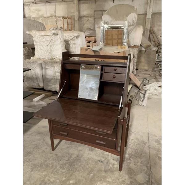 Bedroom Wooden Makeup Vanity Desk Retro Luxury Dressing Table With Mirror