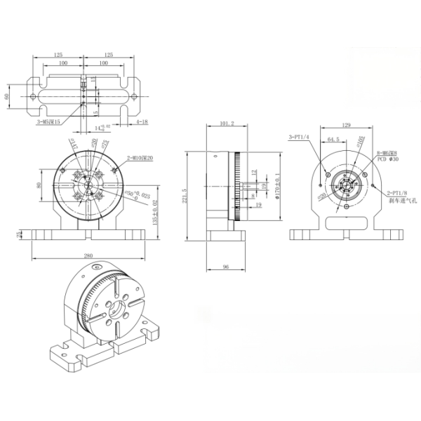 4 Axis Disc Type Cnc Machine Tailstock For W Series Rotary Tables With Precision Support