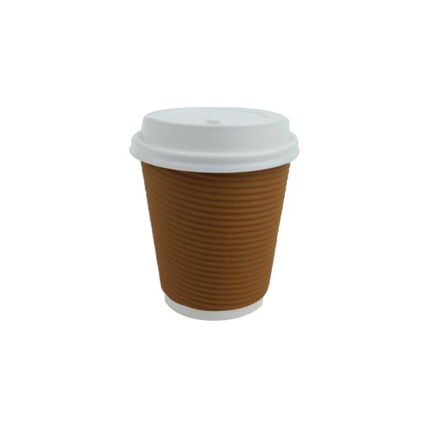 8oz Ripple Insulated Paper Cups Odourless Ink For Taking Away Cold Drinks