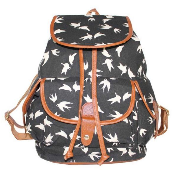 European and American 2016 autumn and winter fashion printing canvas shoulder bag leisure backpack Ms. Swallow
