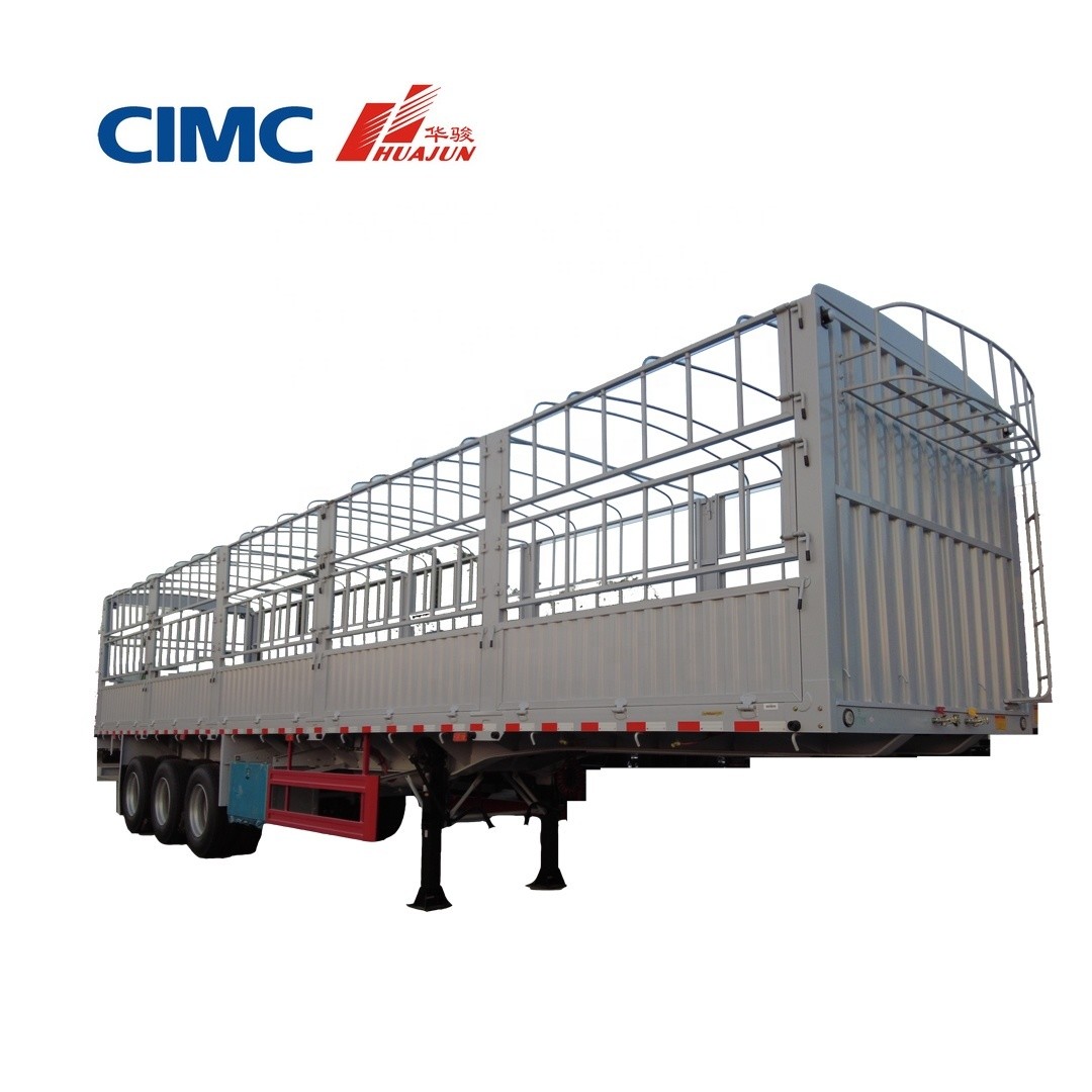CIMC HUAJUN 11.00R20 Straight Beam Cargo Stake Fence Semi-Trailer for Cargo Transport