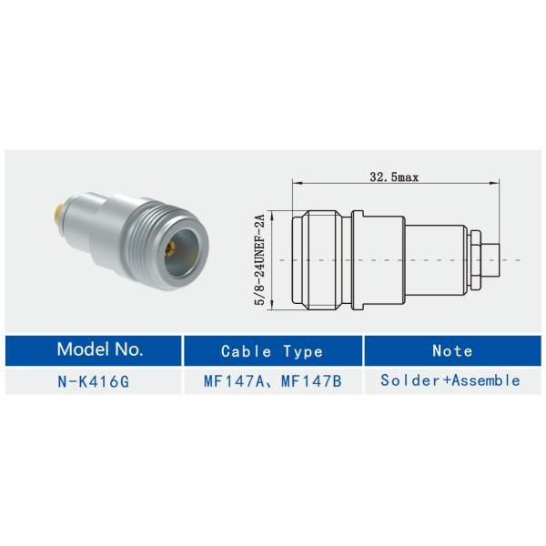 N Female Stainless Steel RF Coaxial Connector Clamp Mount for MF147A/MF147B Cable