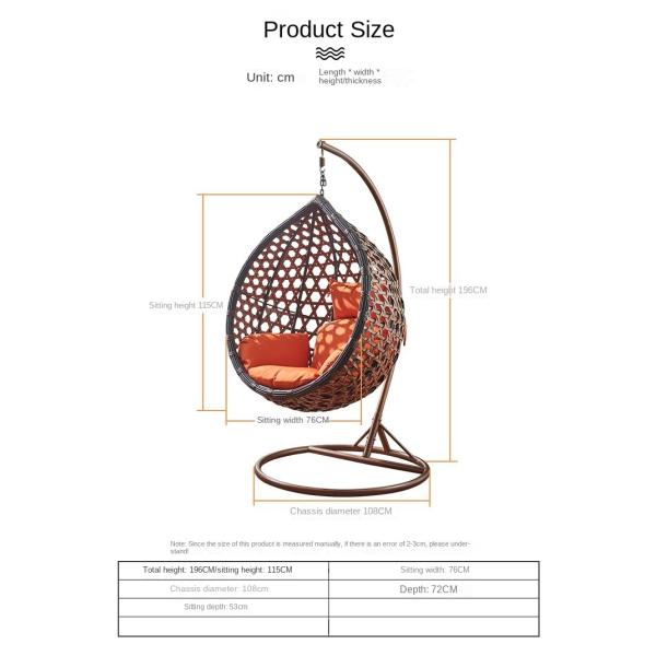 Cabon Steel Frame Outdoor Single Seat Garden Swing Chair OEM