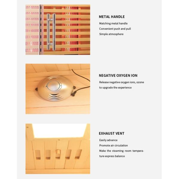 Carbon Fiber Heater Hemlock Far Infrared Sauna 2 Person Size Sauna Room