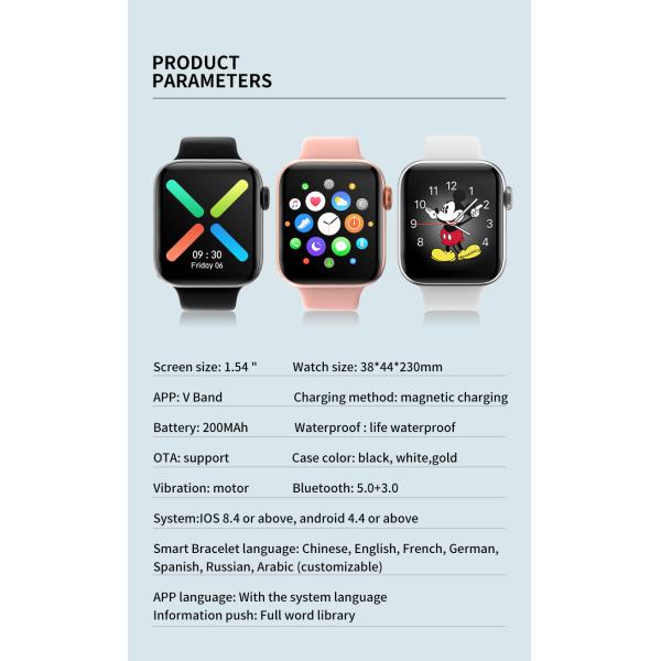 Temperatura completa idosa da monitoração de saúde de Rate Health Bracelet do coração de SmartWatch 1.54inch do toque