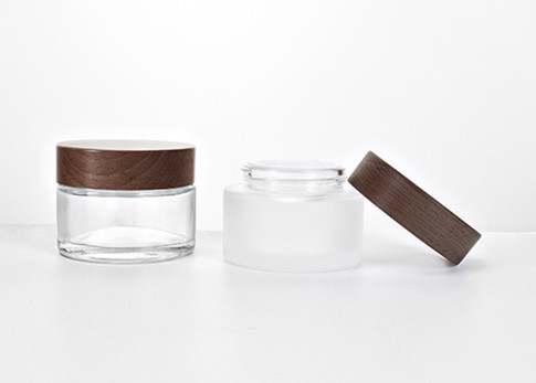 50ML GlASS EMPTY JARS WITH WOODEN LID,BAMBOO CAP SKINCARE LOTION COMESTIC PACKAGING NATUREL FRIENDLY COMESTIC PACKAGING