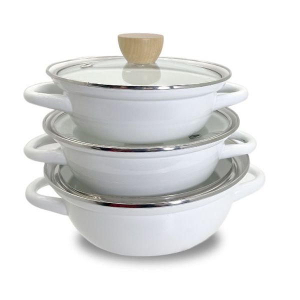 Glass Lid Enamel Casserole Set Enamel Coating Single Pot 20cm Cooking Pot Hot Pot