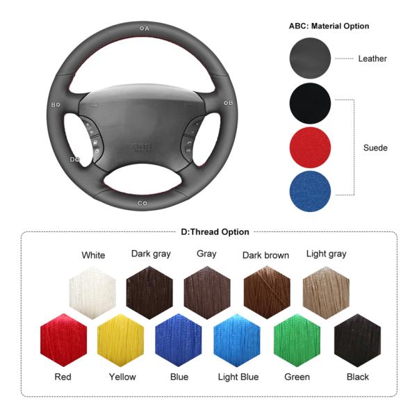 Custom Steering Wheel Cover for Mercedes Benz W220 W215 S430 S500 CL500 2000 2001 2002 2003 2004 20*15*7cm