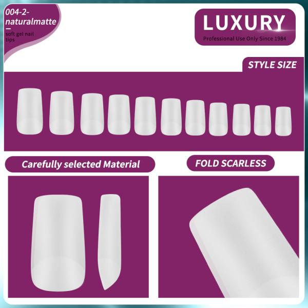 Luxury Press on Nails 500PCS Short Square Shape Natural Matte French False Nails Set for Nail Art