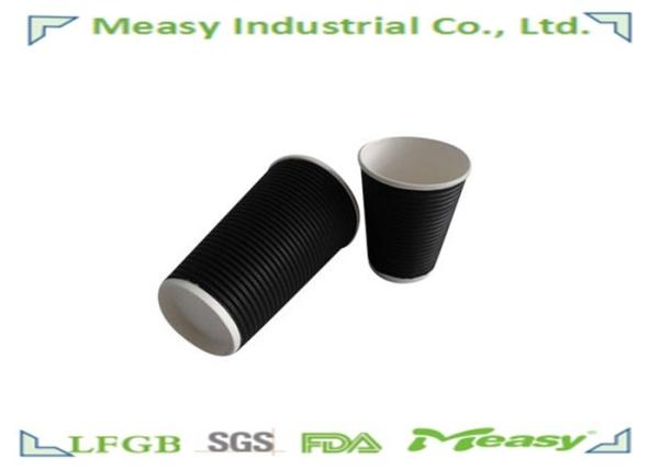 16OZ / 12oz Ripple Paper Cups  Insulated Corrugated Paper Brown Black Printed
