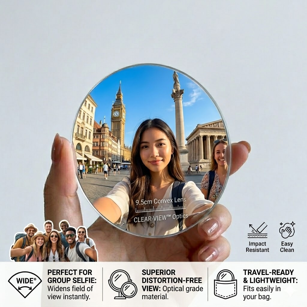 7.5cm Acrylic Convex Mirror PMMA Convex Mirror Lens Wide Angle Portable Travel Custom