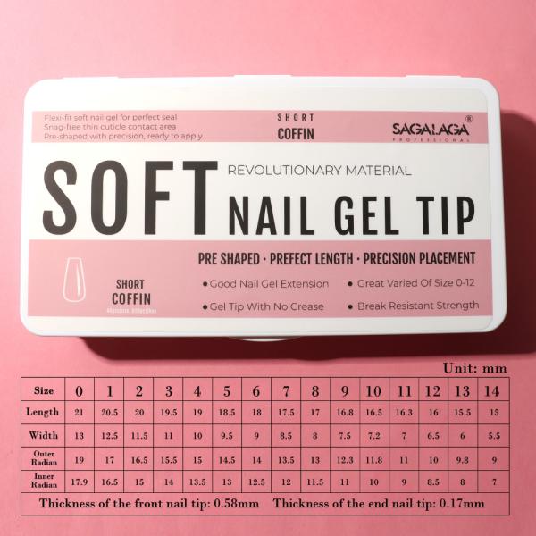 Finger Soft Gel Full Cover Nails 500pcs Clear Nail Tip Medium Coffin False with Box Tips Extension for Nail Salons