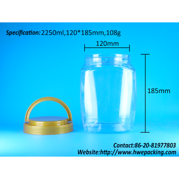 Square Shape Handle Lid Clear Plastic PET Cookies Dry Fruit Noodles Storage Jars