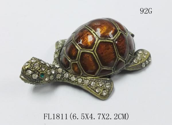 Turtle Animal pewter jewelry box turtle diamond decoration trinket jewelry box