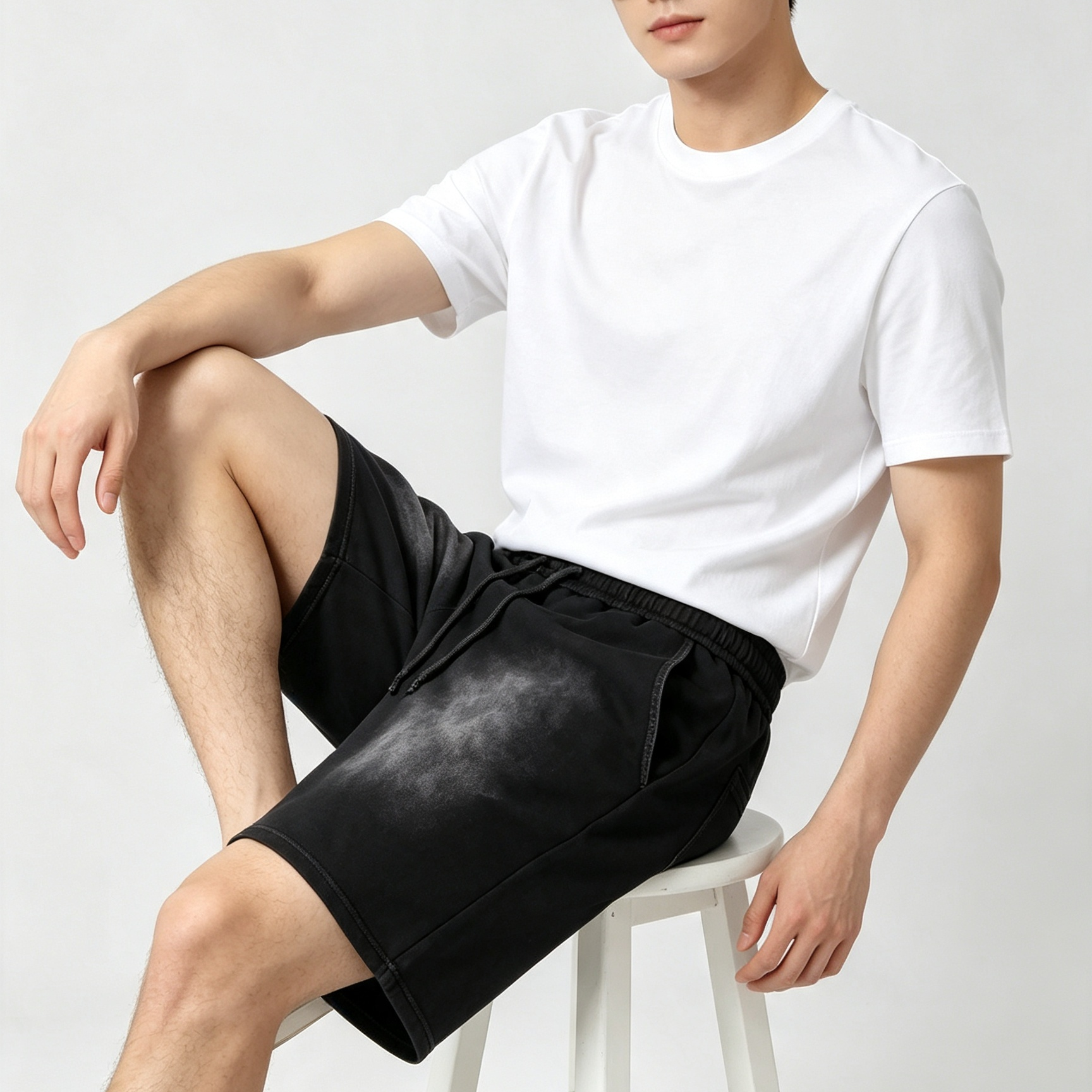 Gradient Washed Sports Sweat Shorts 360GSM Elastic Waist Shorts