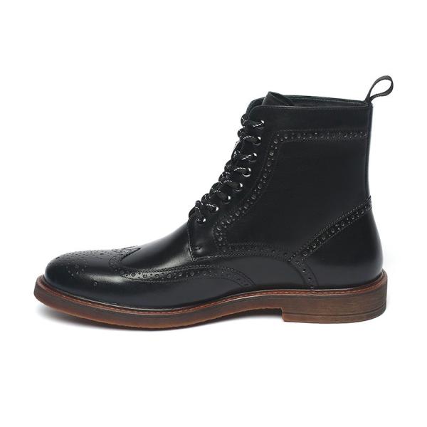 Black Lace-up Anti Skid Mens Leather Durable Dress Boot