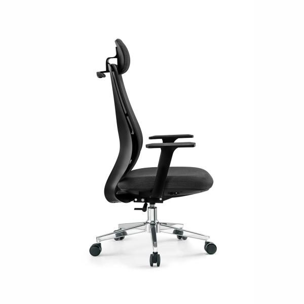 Adjustable Headrest Office Manager Chair Ergonomic Office Chair With Stainless Steel Backrest