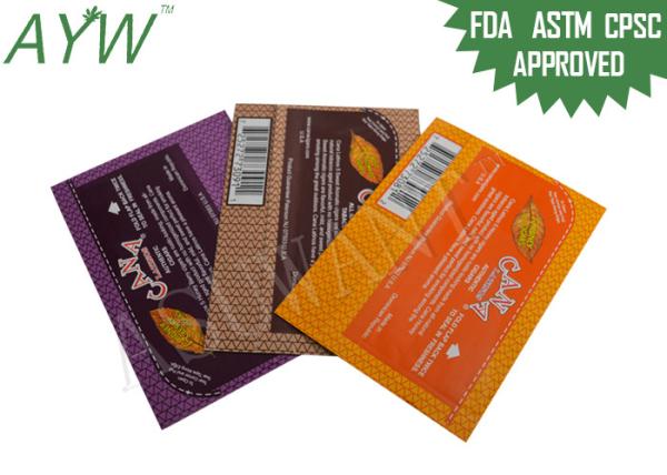 Heat Sealed Smell Resistant Bags For CANA Vape Cigar , Odorless Bags For Electronic Cigarette Packaging