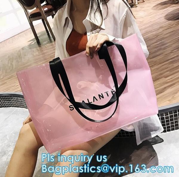 pvc transparent zipper bikini cosmetic bag, tote lady waterproof PVC swimming transparent beach bag, beach bag swimming