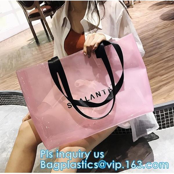 pvc transparent zipper bikini cosmetic bag, tote lady waterproof PVC swimming transparent beach bag, beach bag swimming