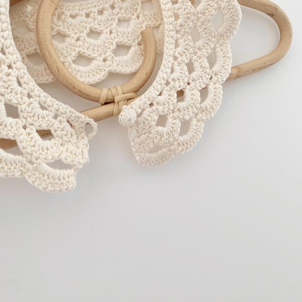 Y-Z New Design Solid Color Baby Girl Crochet Neck Collar Lotus Leaf Lace Embroidered 100% Cotton