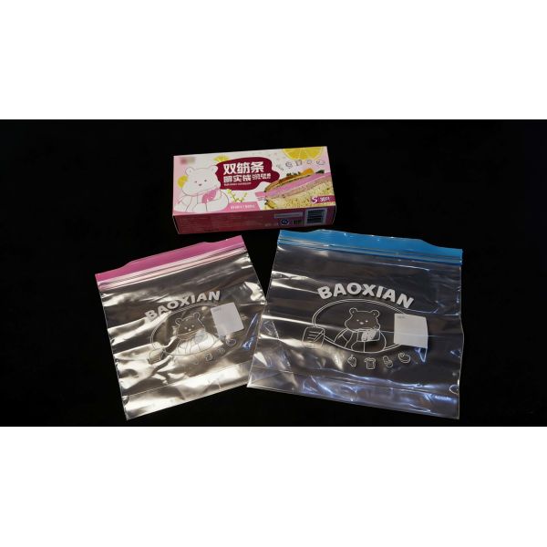 PE Food Grade Double Zip Lock Custom Printed Large Plastic Ziplock For Fruits and VegetablesStorage Waterproof