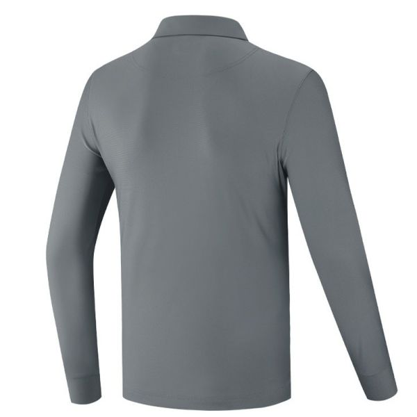 Custom Logo Men Regular Fit Long Sleeve Golf Polo Shirt, 92%/90% Polyester 8%/10% Spandex Medium Stretch Quick Dry Athletic Golf Training Top Custom Color