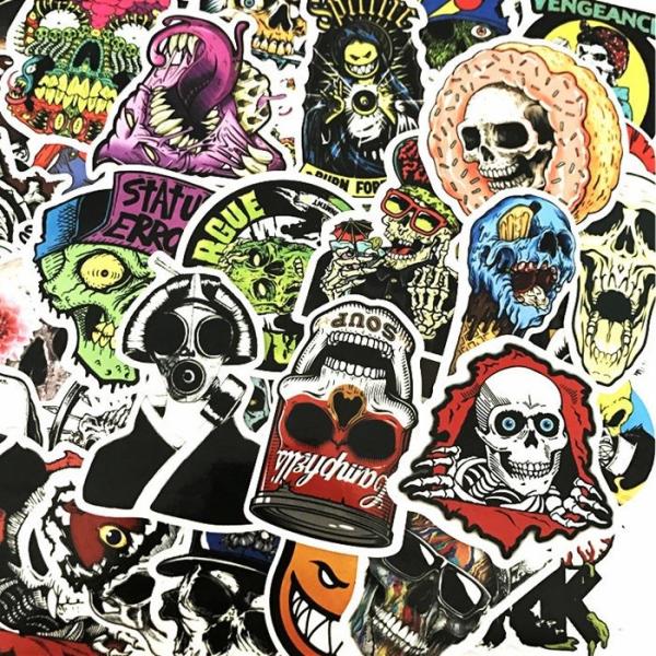 Cartoon Skull Mixed PVC Graffiti Cool Stickers Waterproof Custom Size Fashion Style