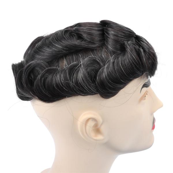Unités de coiffure personnalisées naturelles noires Toupee de cheveux gris pour hommes
