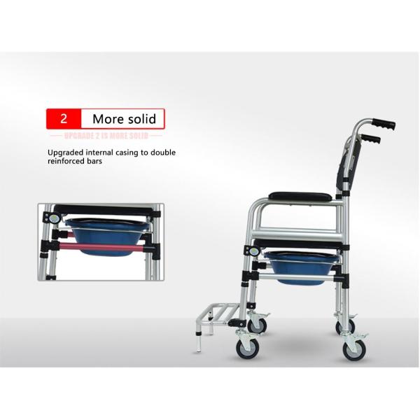 Heavy Duty Aluminum Toilet Wheel Chair With Locking Wheels For Seniors