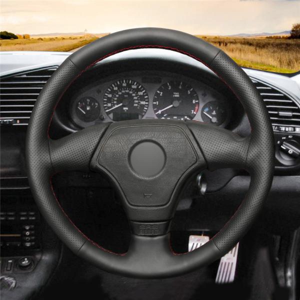 1996-1999 Black Artificial Leather Car Steering Wheel Cover for BMW E36 E46 E39 E31