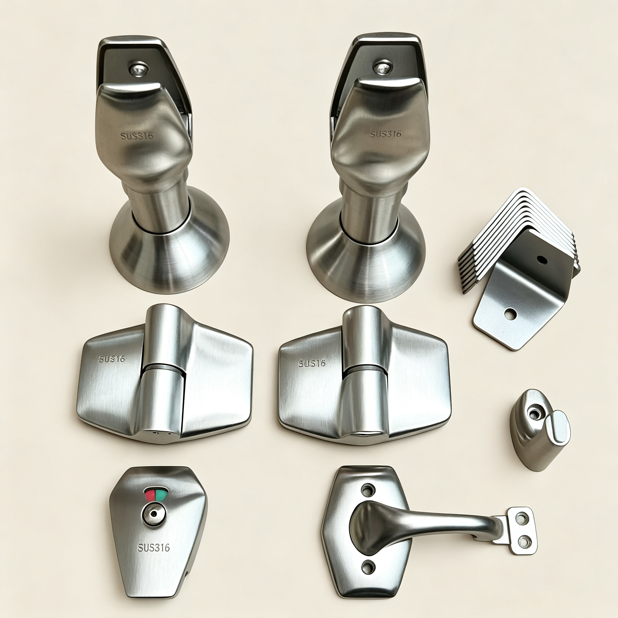 316 Stainless Steel Toilet Cubicle Partition Hardware Kit, Complete Fitting Set for Public Restroom Bathroom Stall Dividers