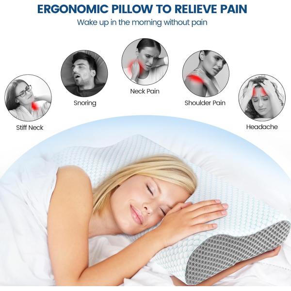 60 Fabric Count Ergonomic Memory Foam Neck Pillow for Neck and Shoulder Pain Relief