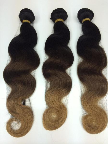 Free Shipping Ombre Three Color 1B/4/27# 10A Grades 100% Brazilian Human Hair Extensions Body Wave Also Have Closure