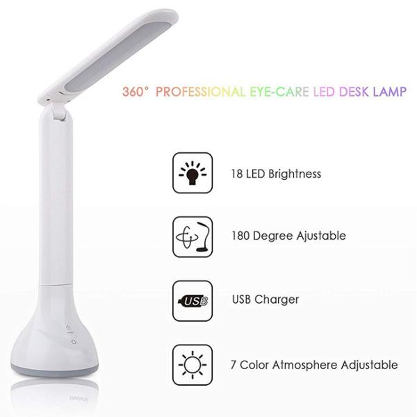 Wireless Charging Rgb Led Desk Lamp Goose Neck Rechargeable For Reading