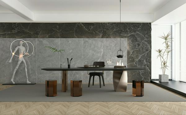 900x1800x9mm Grey Polished Glazed Porcelain Tile 0.5% W.A