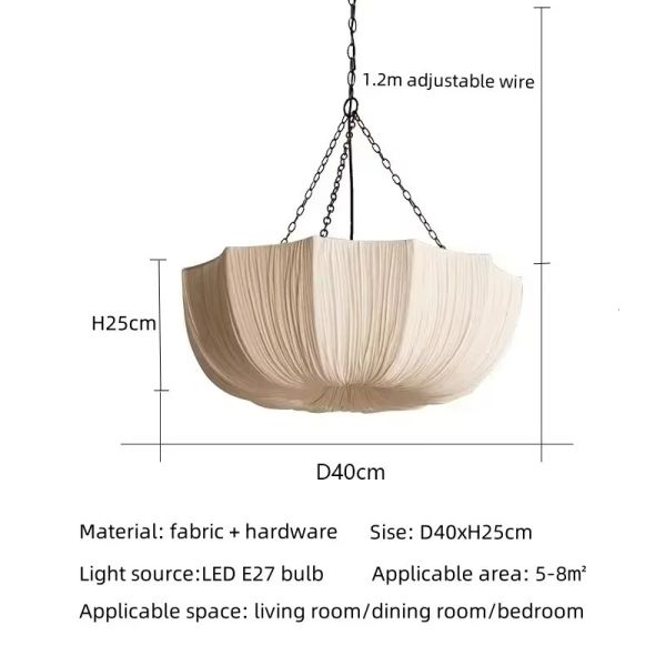 Living Dining Room Chandelier Lighting Wabi Sabi Retro Fabric Pendant Lights (WH-VP-308)