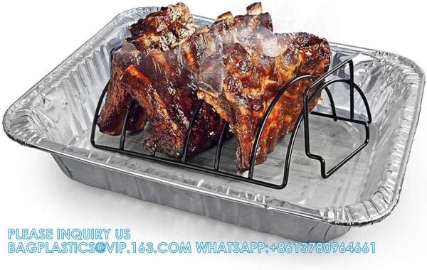 12.5inX10in/32X26cm Disposable Rectangle Large Aluminum Foil Trays Containers Baking Barbecues Turkey Chicken Beef