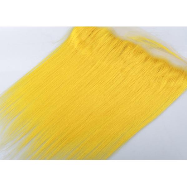 Customized Yellow Human Hair Virgin Lace Frontal Straight Durable Swiss Lace