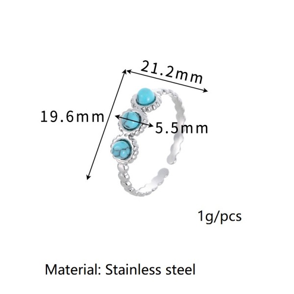 18k Gold Stainless Steel Turquoise Ring Understated Luxury Fashionable Versatile Open Ring Bracelet for Women