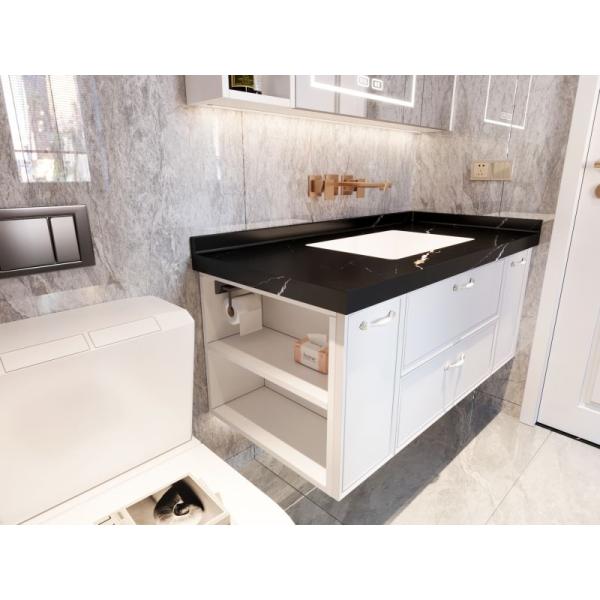 OEM ODM Custom gabinete de baño de acero inoxidable con estanterías laterales abiertas