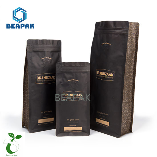 Flat Bottom Custom Printed Biodegradable Coffee Bags